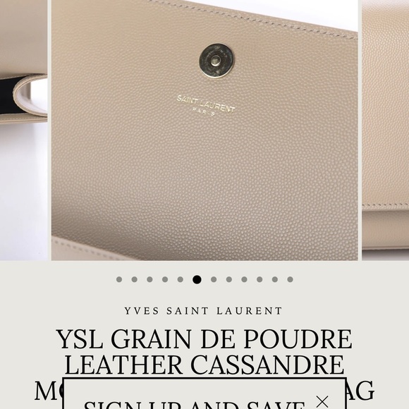 Yves Saint Laurent Beige Leather Monogram Clutch, New, Never Used. - Picture 4 of 10